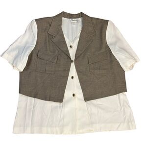 Vintage 80-90s Maren Blouse with Attached Vest very Indiana Jones vibe size L